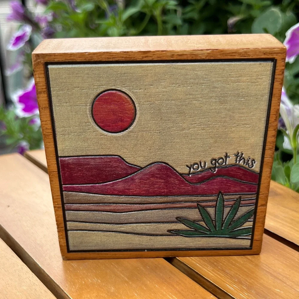EUC Primitives by Kathy Inspirational Wooden Wall Art with Desert Scene